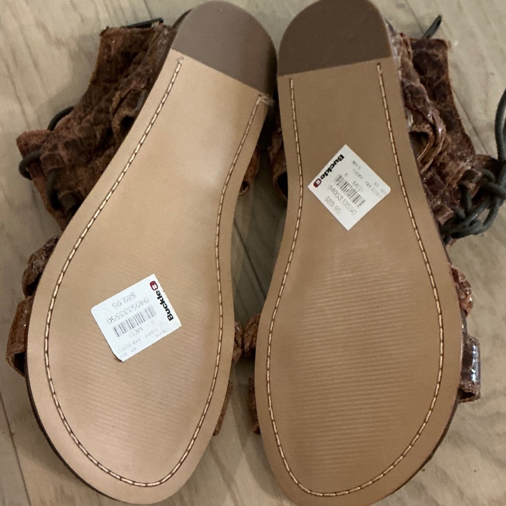 Women's Tan Leather Strappy Sandals - Picture 2 of 3